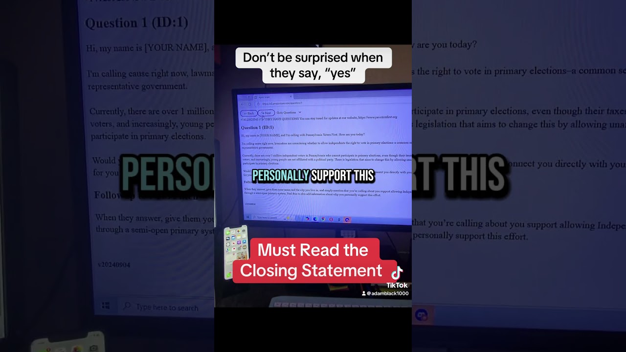 Must read the whole script verbatim 