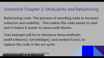 Greenfoot Video 3 4 Refactoring