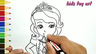 very easy , how to draw Disney ,Princess Sofia / drawing and coloring for kids, toddlers