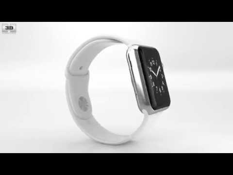 apple-watch-42mm-stainless-steel-case-white-sport-band-by-3d-model-store-humster3d.com