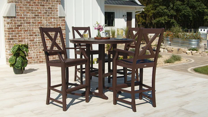 POLYWOOD® Braxton 5-Piece Nautical Trestle Arm Chair Bar Set - PWS513-1