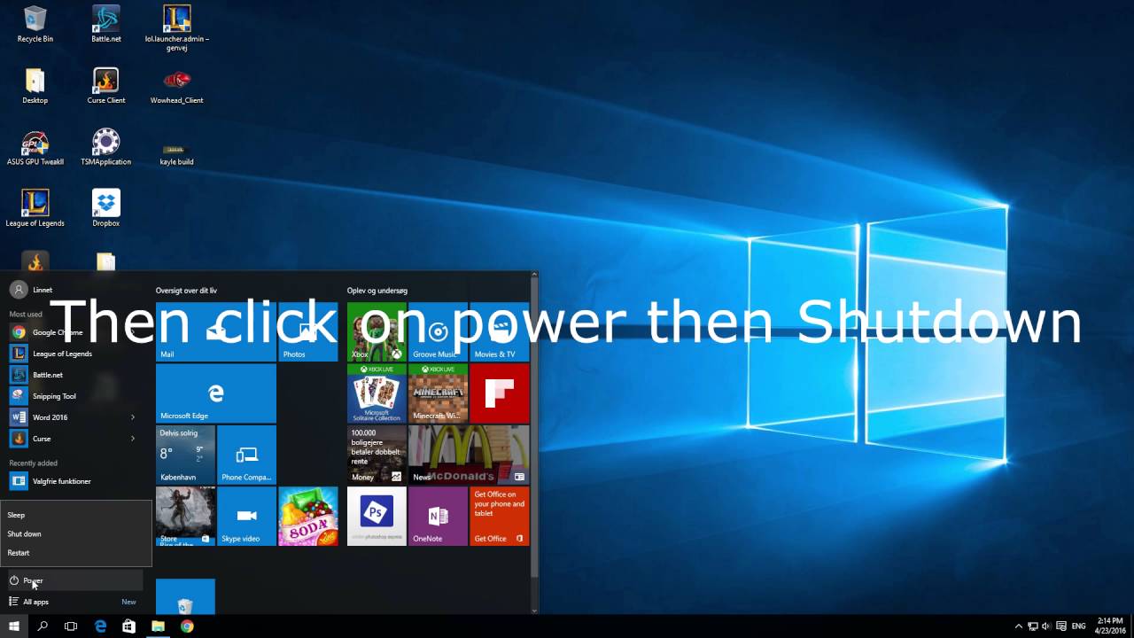 How To Shutdown Computer Windows 10 Youtube