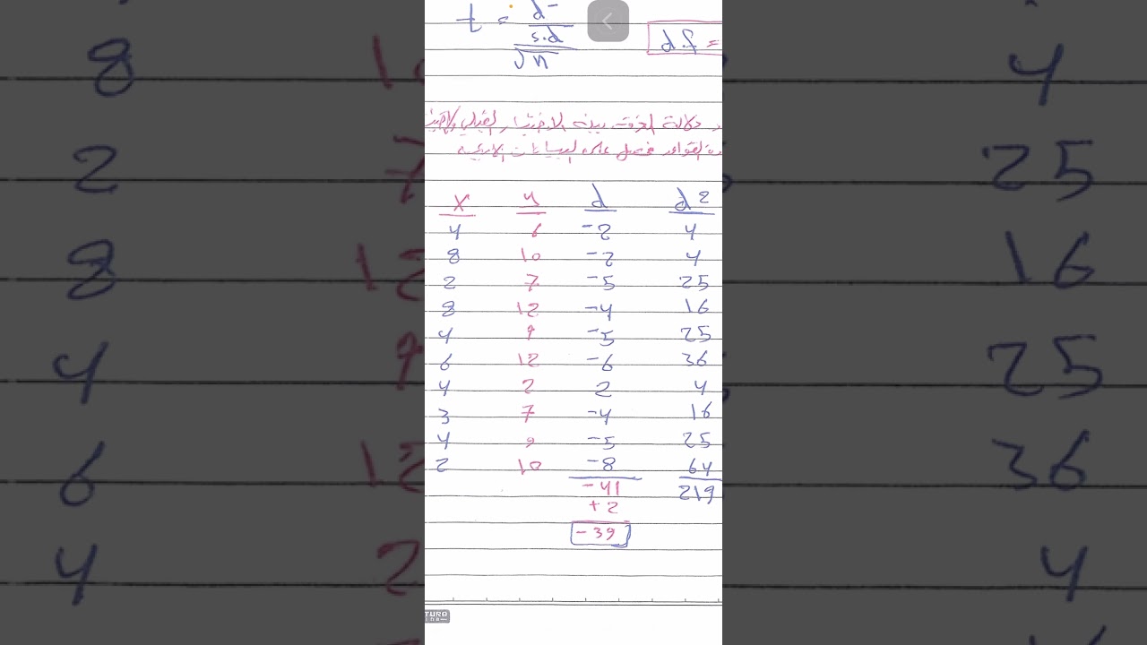 الاختبار التائي لعينتين مترابطتين