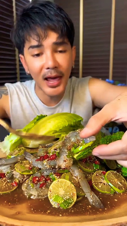 Thai Raw Shrimp salad mukbang #asmr#shorts#youtubeshorts