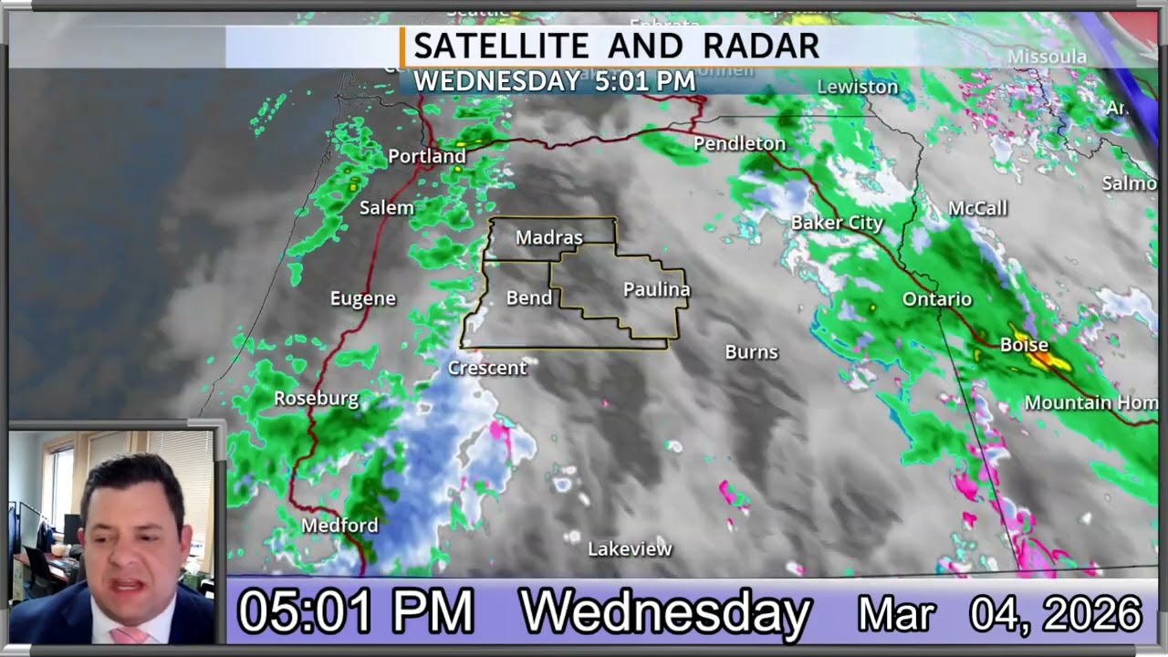 Expect some slick roads from more snow/rain showers Thu/Fri before big warming for Central Oregon