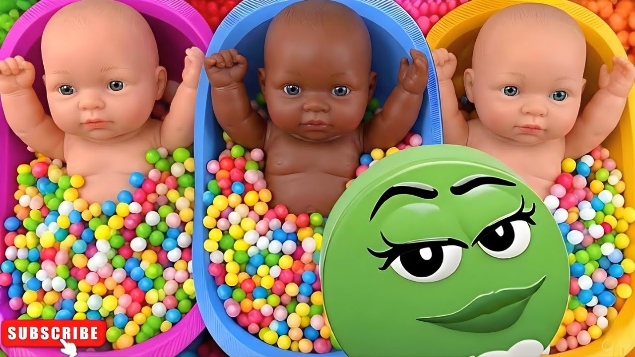 Full of 3 Rainbow BathTubs Candy with M&M's & Magic Slime Cutting Video