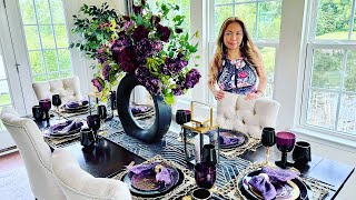 NEW* 2023 SUMMER TABLESCAPE IDEAS | GLAM \& ECLECTIC PURPLE TABLESCAPE