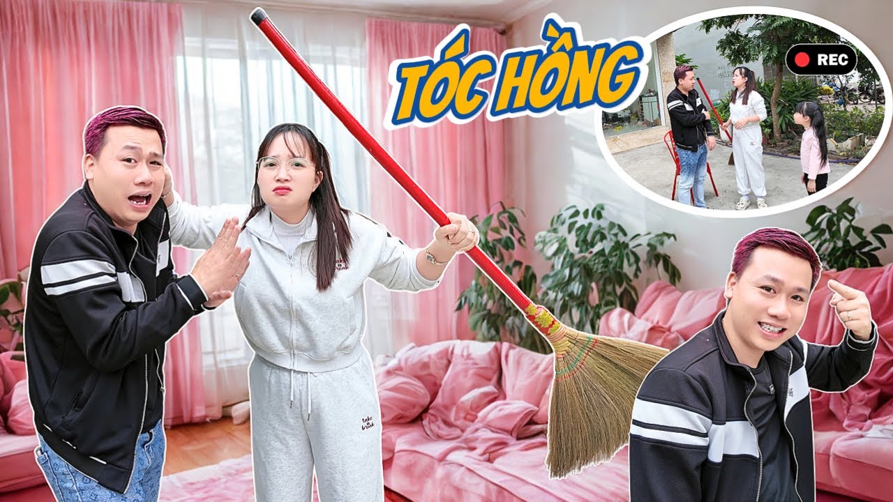 Bố Hoàng Nhuộm Tóc Hồng 😅 Mẹ Huế, MiMi Và MiLo Phản Ứng Ra Sao?