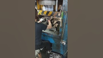 Hydraulic pressing machine for cutlery embossing. It can be equipped with auto feeder.