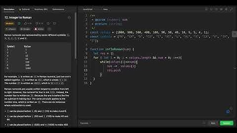 Leetcode | Top Interview 150 | Medium | 12. Integer to Roman | Time: O(N) | Javascript