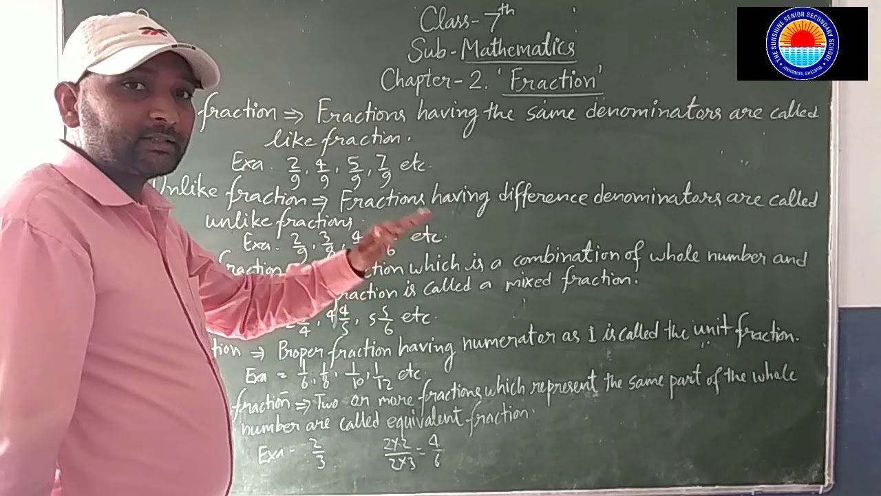 Monoj Sir Math CLASS:VII: MATHEMATICS: CHAPTER-2 : FRACTION: By Manoj Sir - YouTube