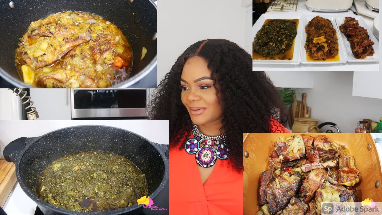Cuisinez avec moi | Feuilles de manioc aux épinards | Porc fumé aux aubergines | Poisson aux légumes