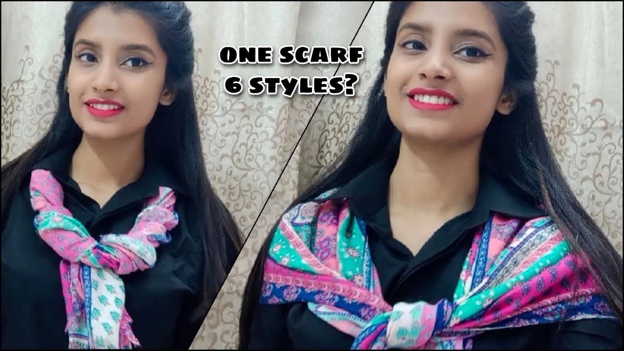 6 easy ways to wear a scarf on shirt in just 3 mins 😍 scarflook 