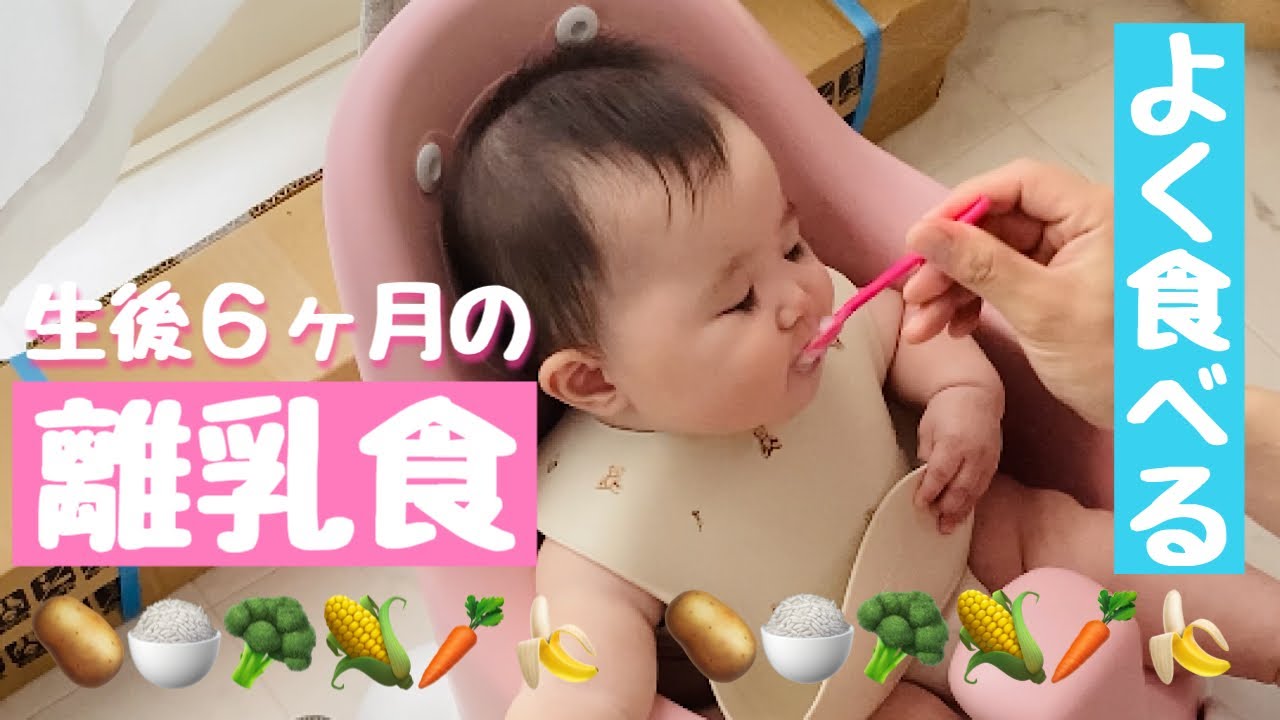 【離乳食】生後6ヶ月赤ちゃん✨離乳食を食べる♪よく食べる✨