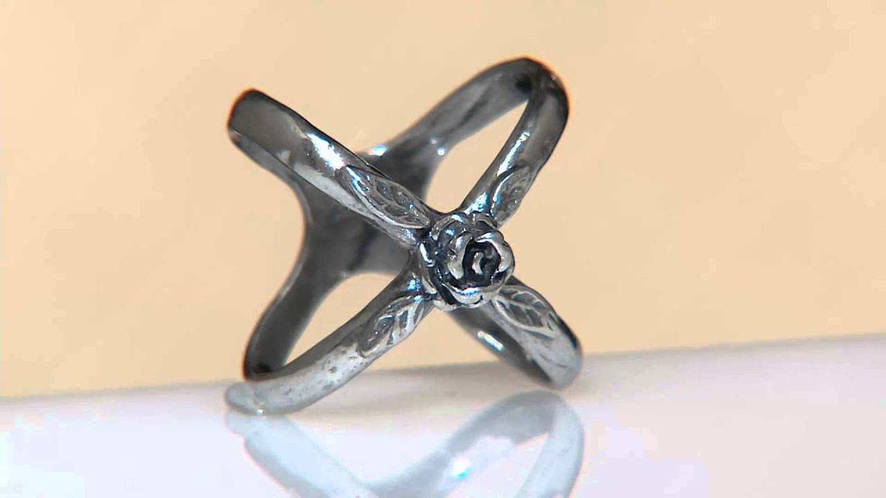 Sterling Silver Rose Design X-Ring by Or Paz on QVC