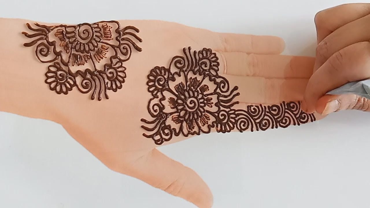Beautiful easy flower arabic henna mehndi design - tattoo - YouTube