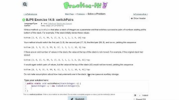 Java Practice It | Exercise 14.9: switchPairs (2)| Collections, #stacks and #queues , stacks, queues