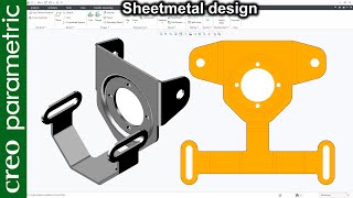 Sheet metal tutorial for beginners | Bracket 4 in Creo Parametric