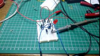 Two transistor oscillator on breadboard