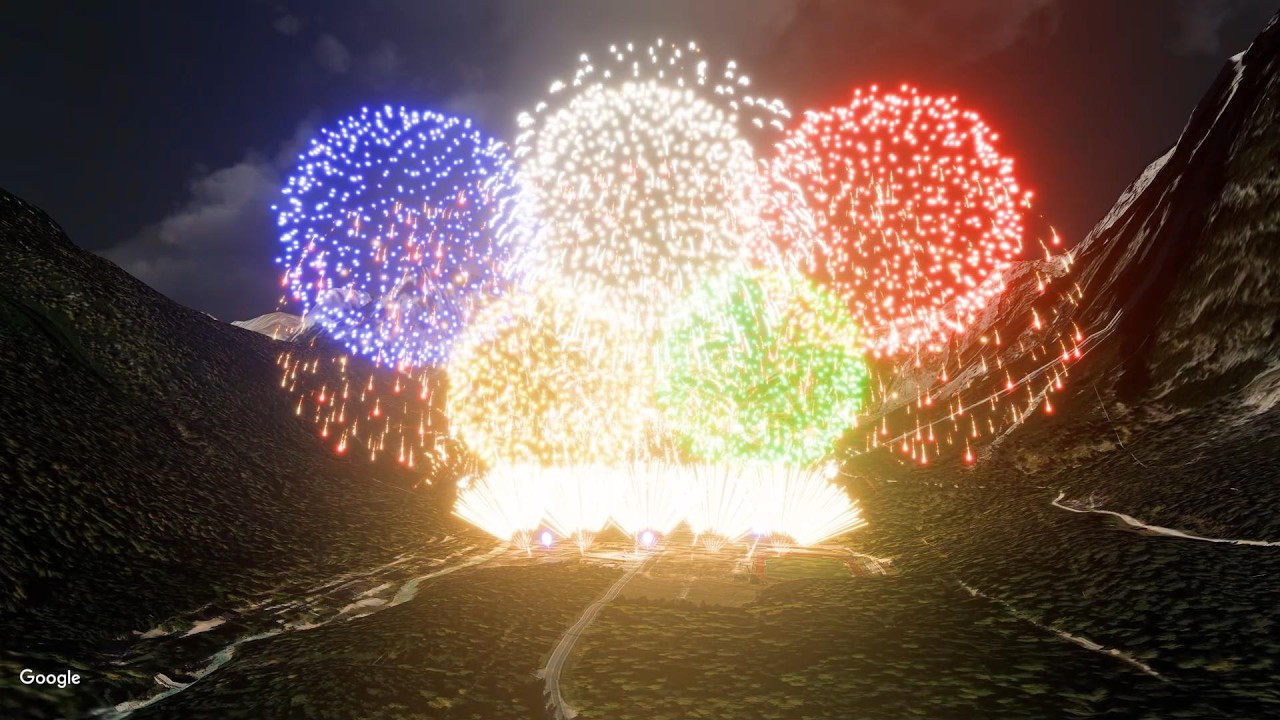 Olympic Fanfare and Theme - Fireworks - Cortina, Italy 