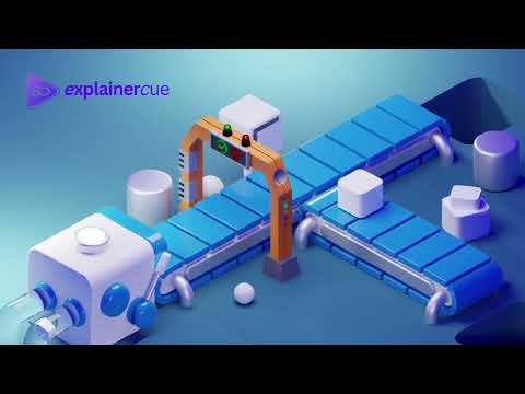 3D Isometric Lottie Animation Manufacturing Machine