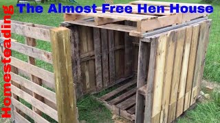 Pallets are usually about free. Chickens, not so much. Today, we show you how to build a small, simple hen house for almost 