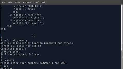 PASCAL Program - "Guess the Number" Game.