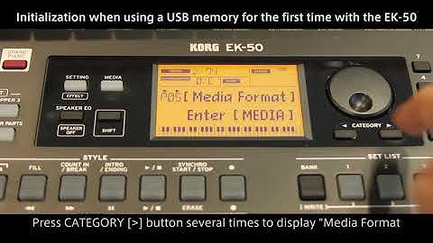 EK-50 BONUS STYLE - Initialization when using a USB memory for the first time with the EK-50 -