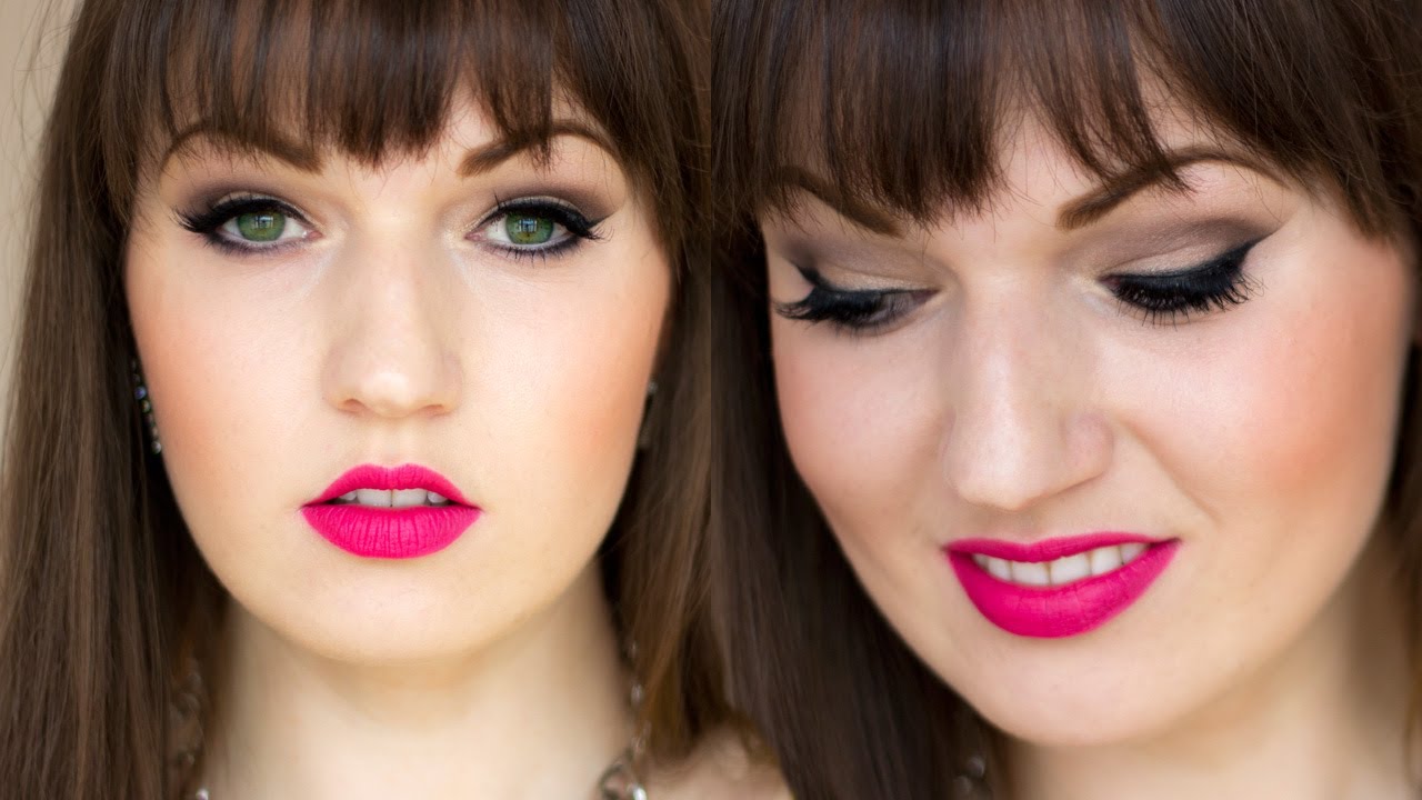 HOT PINK LIPS How To Combine With Eye Makeup YouTube