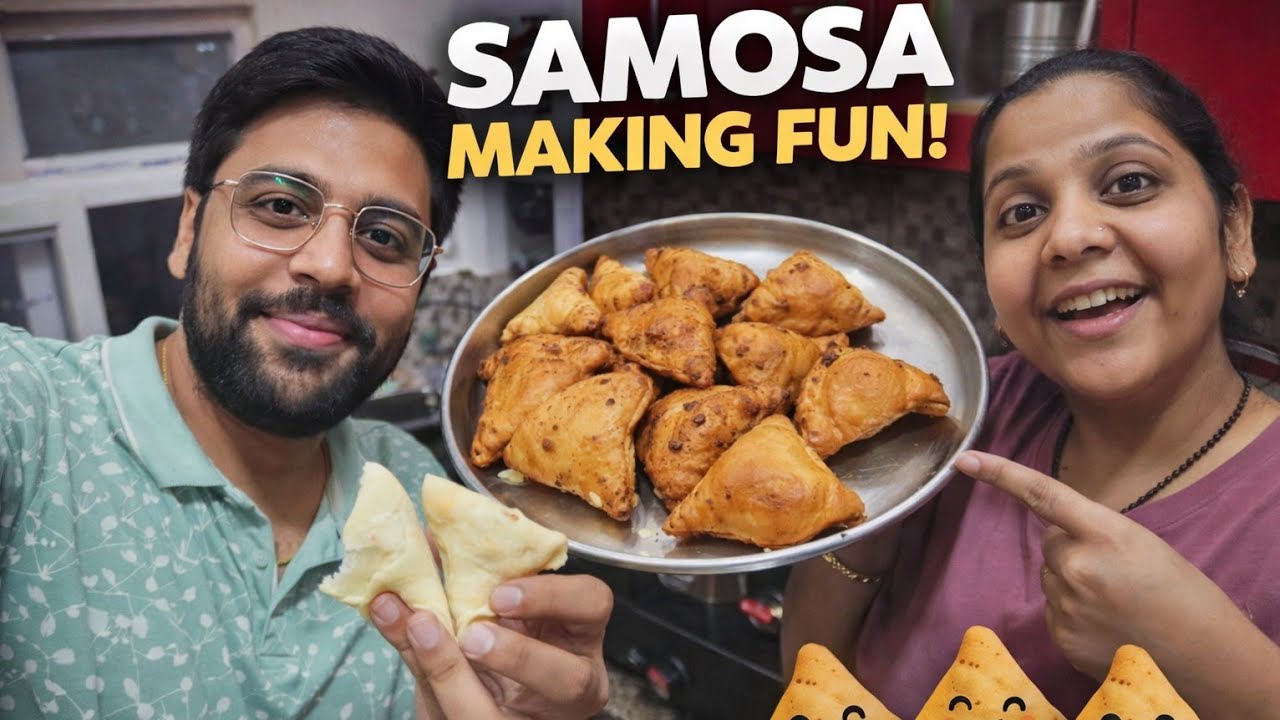 Samosa Making Fun with Hubby 💕 | Kitchen Me Masti Vlog