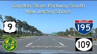 Garden State Parkway South Along the Jersey Shore. Toms River area To Cape May 4K