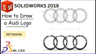 How to draw a Audi Car logo in 2d with solidwork | Easy steps practice drawing | Solidworks 2018