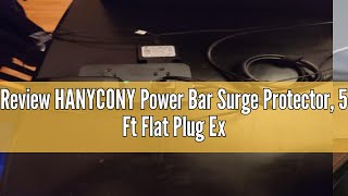 Review HANYCONY Power Bar Surge Protector, 5 Ft Flat Plug Exetnsion Cord with Multiple Outlets, Powe