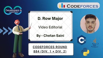 D. Row Major | Codeforces Round 884 (Div. 1 + Div. 2) | Codeforces | DCC NIT-A