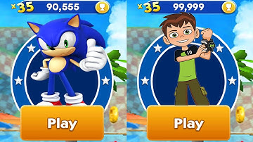 Sonic Dash vs Ben 10 Up To Speed - All 32 Characters Unlocked Android Gameplay