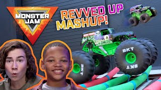 MEGA Monster Jam Revved Up Recaps  Monster Jam Mash Up  Action Toy Videos for Kids