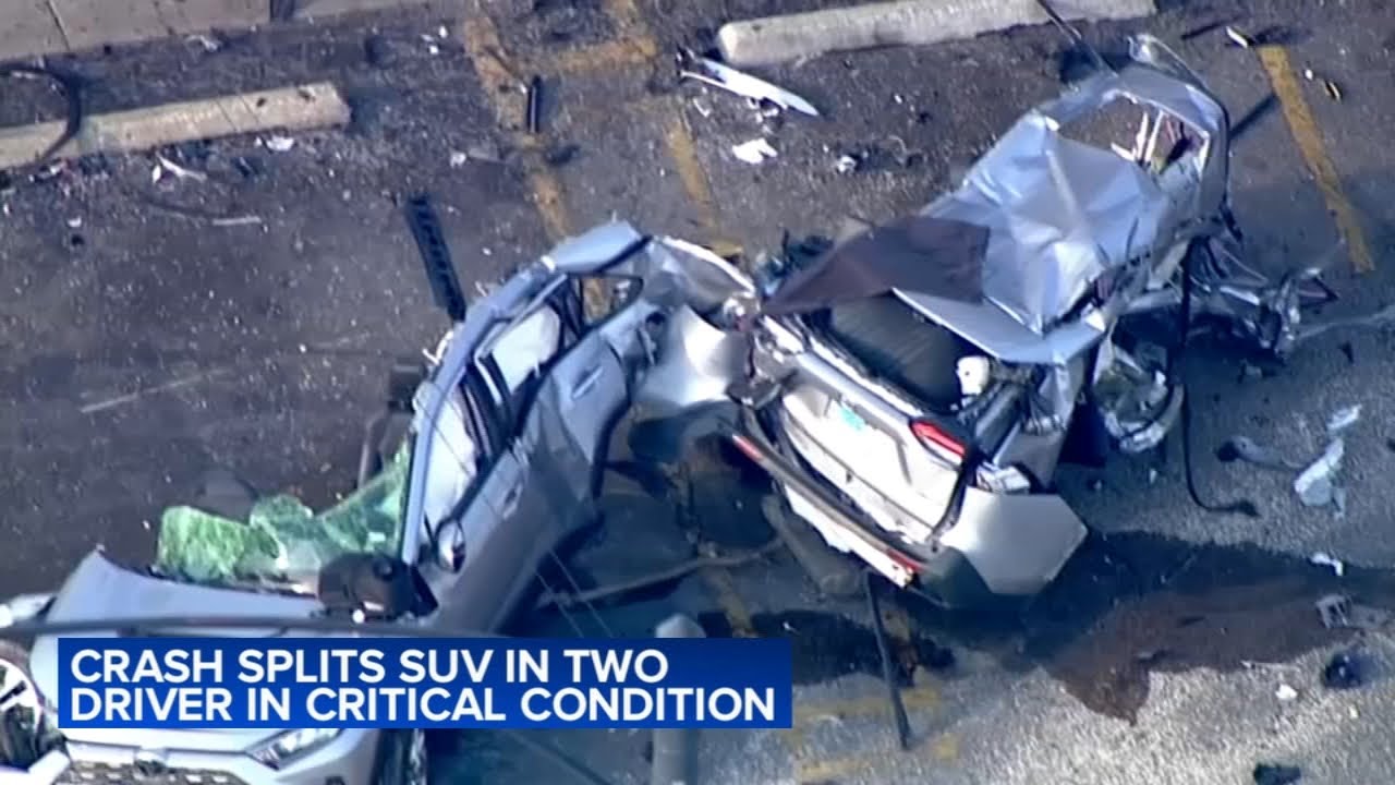 Video captures moments before car splits in half, critically injuring  driver 