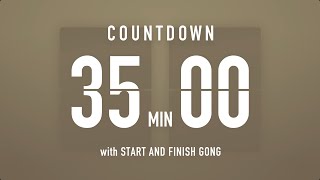 35 Minute Countdown Timer ⏳ Flip Clock with Simple Gong 🦂🔔