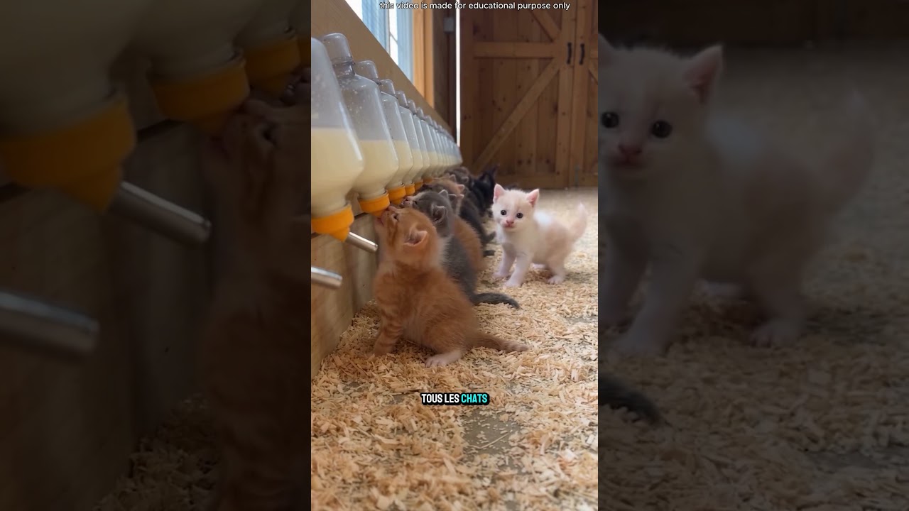 😻🥛 Tout le monde a eu du lait… mais qu'est-ce que Maman a gardé pour le petit chat ? 🥹❤️ #shortvideo