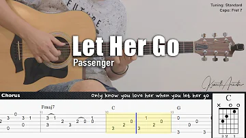 Let Her Go - Passenger | Fingerstyle Guitar | TAB + Chords + Lyrics