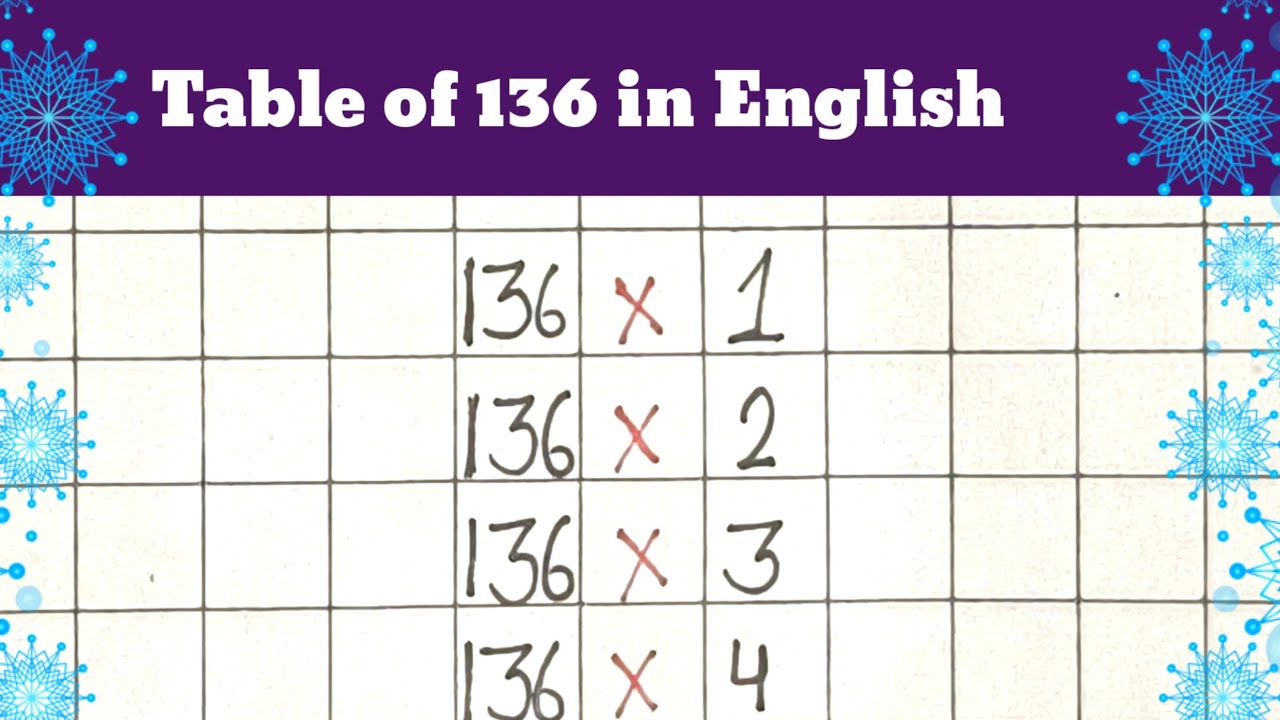 table of 136. 136 ka table. multiplication table. table. - YouTube