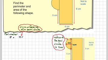 Perimeter and area of a compound shape involving a semicircle