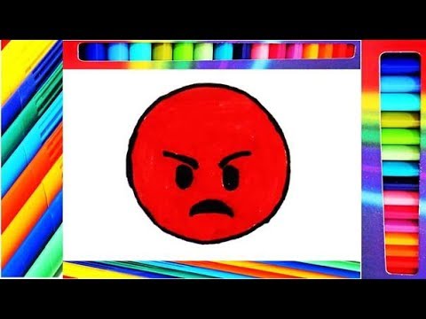 Como Dibujar y Colorear un Emoji Enojado Paso a paso - YouTube