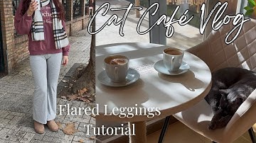 Cat Café Vlog & Flared Leggings Sewing Tutorial (FREE PATTERN) // Cozy Fall Day in a Cat Café 🍂🥐☕