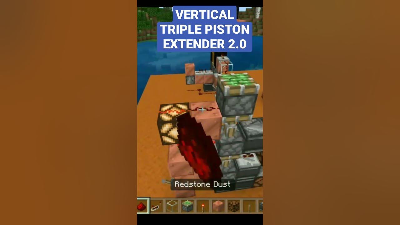 How To Make A Triple Piston Extender HOW TO MAKE A VERTICAL TRIPLE PISTON EXTENDER IN MINECRAFT (2.0)| #
