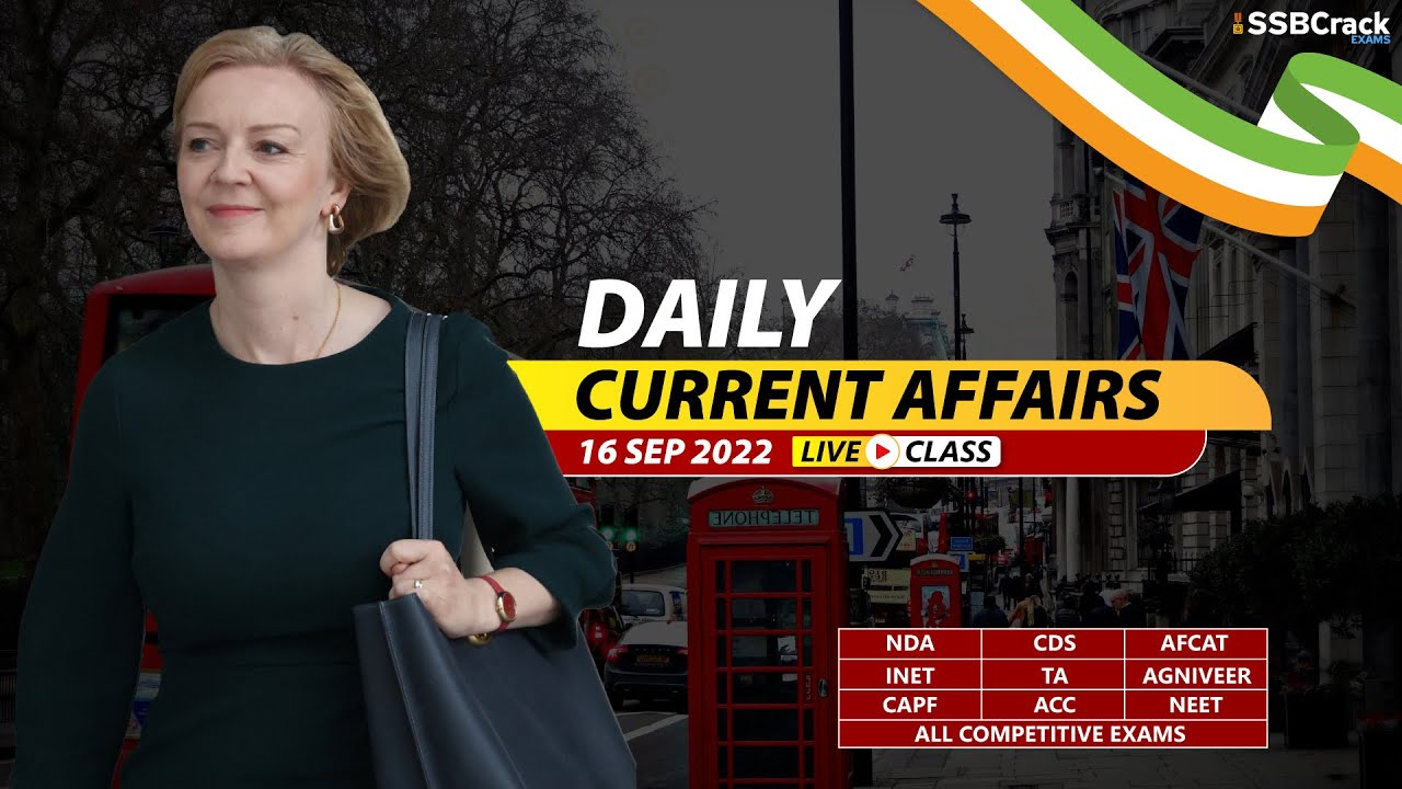 16 September 2022 | Daily Current Affairs For NDA CDS AFCAT INET SSB ...
