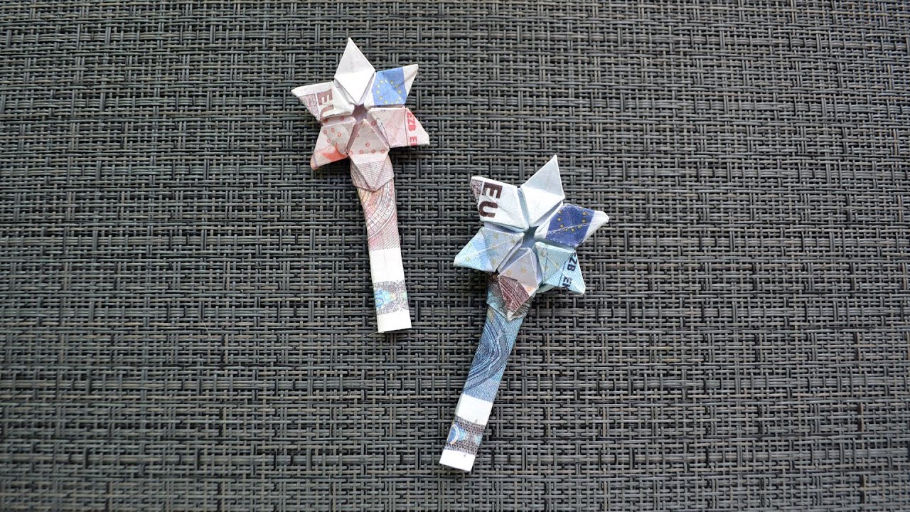 Origami ZAUBERSTAB Geldgeschenk GELD FALTEN | Geschenk | Money MAGIC WAND | Tutorial by Euro Origami