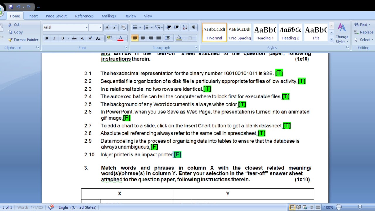 July 2010 IT tools & business system  'O' Level Exam