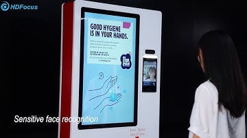 Kiosk with auto spray sanitizer and thermometer