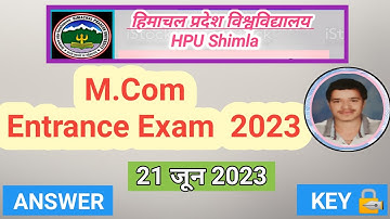 hpu m.com entrance exam answer key 2023|| hpu m.com entrance exam 2023 solved  question paper ||
